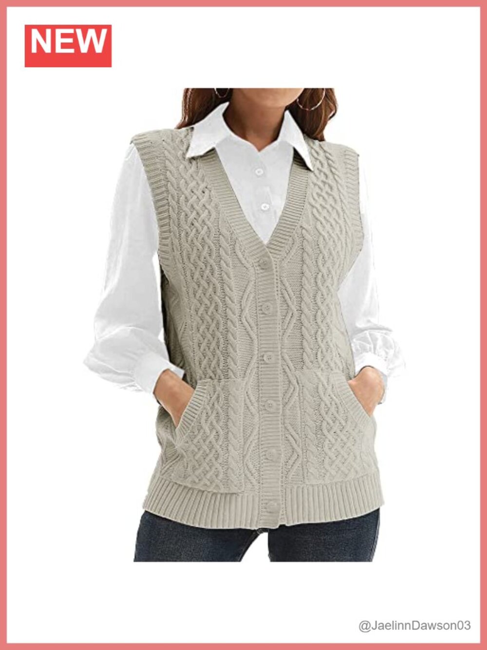 Women's Knit Sweater Vest V Neck Sleeveless Cardigan Button Down Pocket Tops